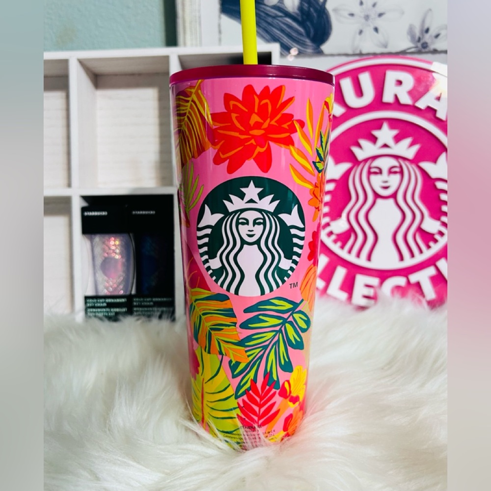 NWT Starbucks Mexico LATAM Floral Tropical Stainless Steel Tumbler